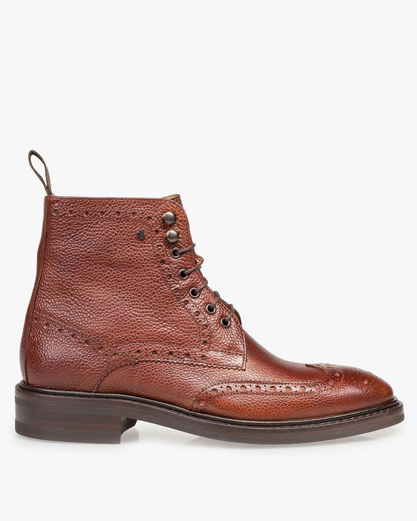 Stiefel Leder mit Print cognac