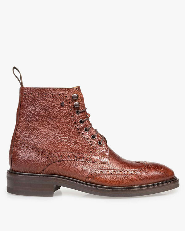 Stiefel Leder mit Print cognac
