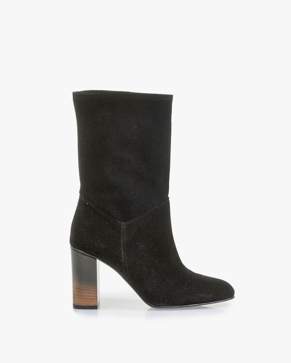 Black suede leather boots