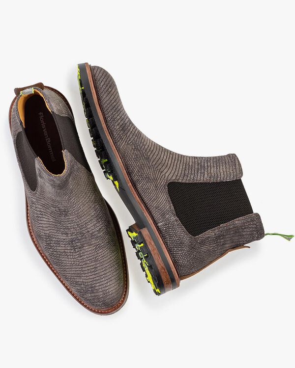 Chelsea Boot Reptilienprint dunkelgrau