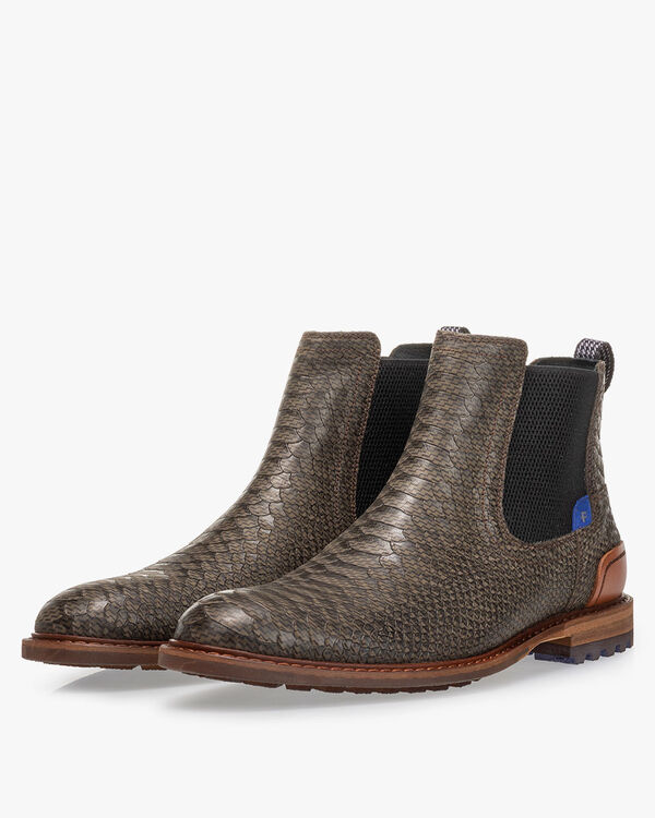 Chelsea boot reptile print green