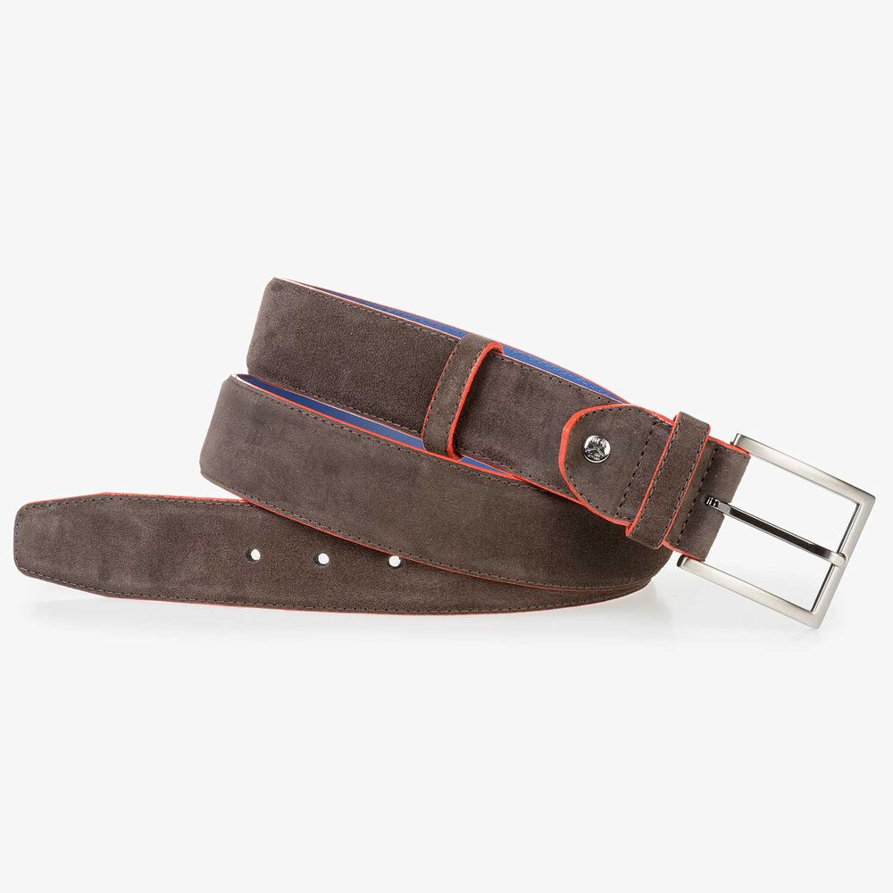 Dark brown suede leather belt