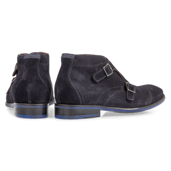 Buckle shoe blue suede leather