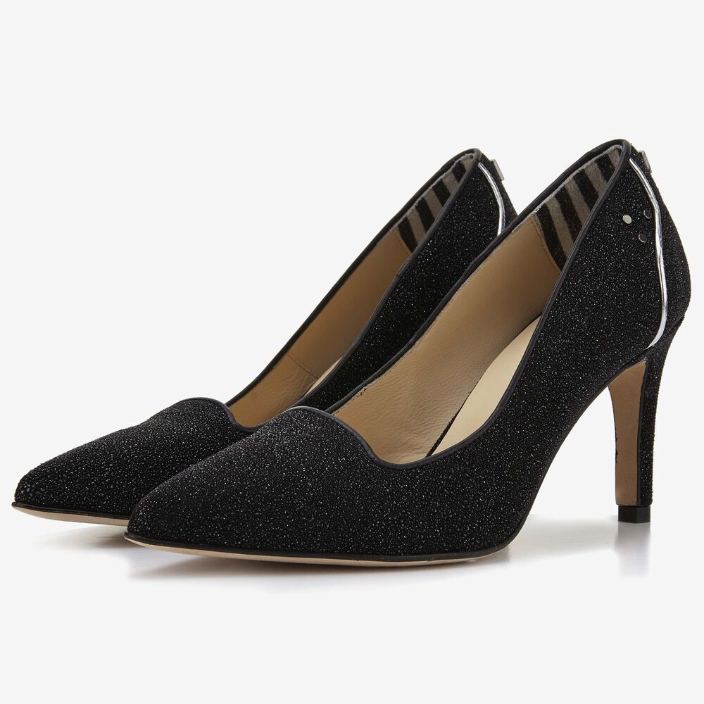 Floris van Bommel black sparkle women's pump