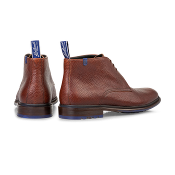 Schn&uuml;rstiefel Leder-Print cognac