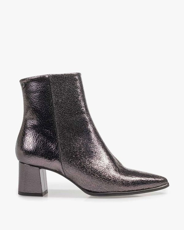 Dark grey ankle boots metallic print
