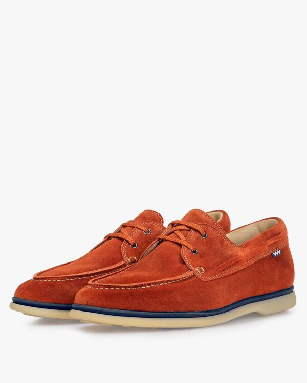 Boat shoe suede leather orange