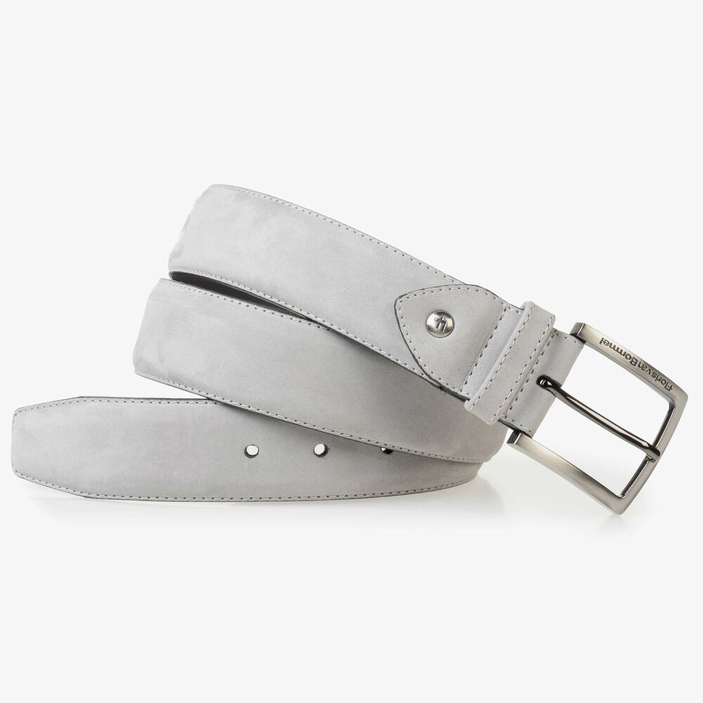 Light grey nubuck leather belt