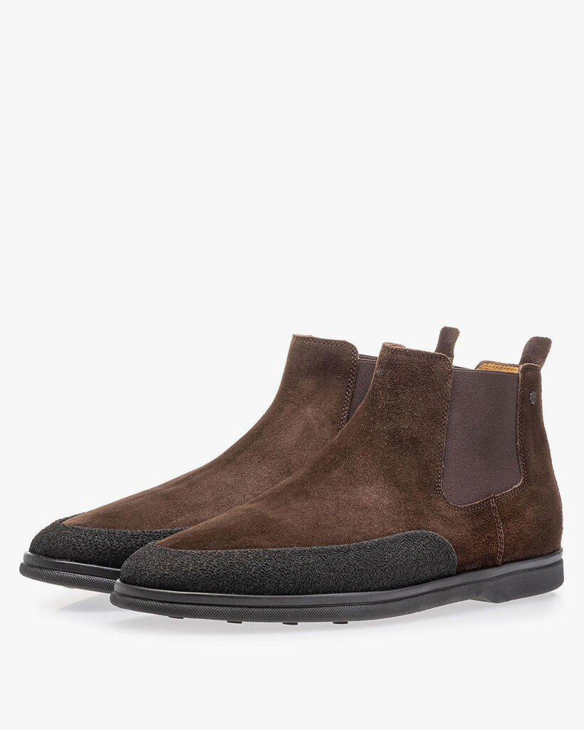 Suede leather Chelsea boot dark brown