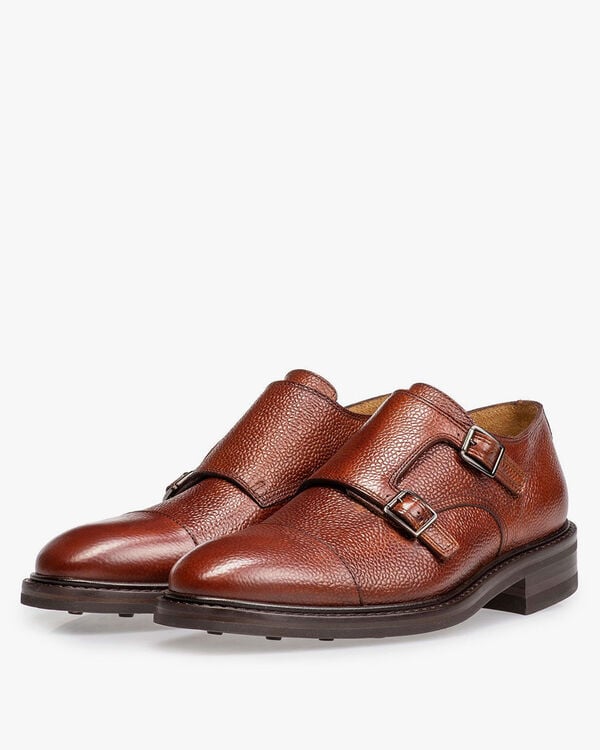 Cognac-coloured calf leather monk