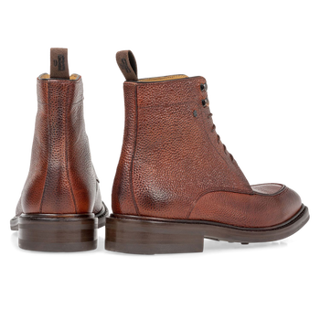 Boot cognac leather with print