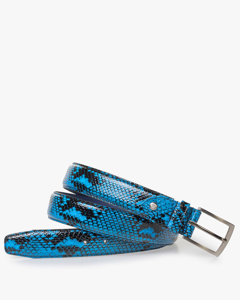 Premium blue belt with snake print