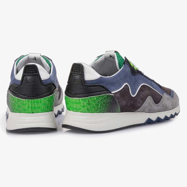 Blue-green suede leather sneaker