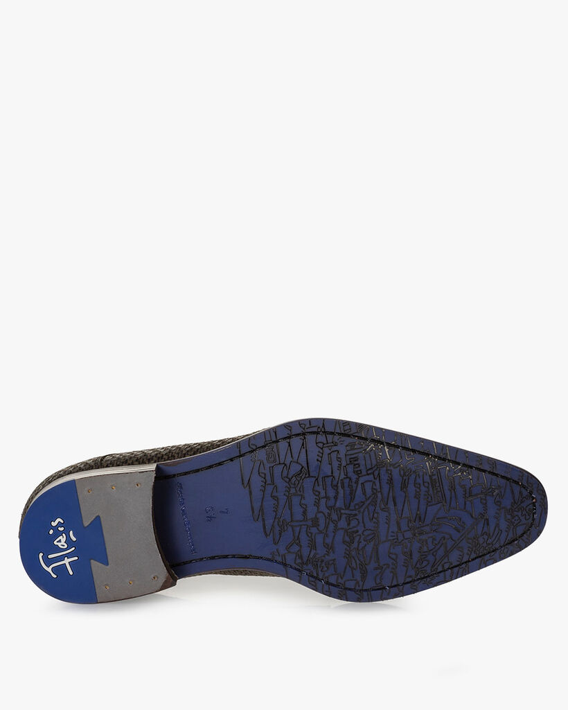 Schn&uuml;rschuh Leder-Print dunkelgr&uuml;n