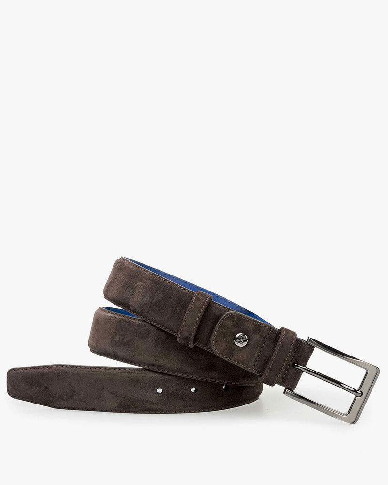 Belt suede leather dark brown