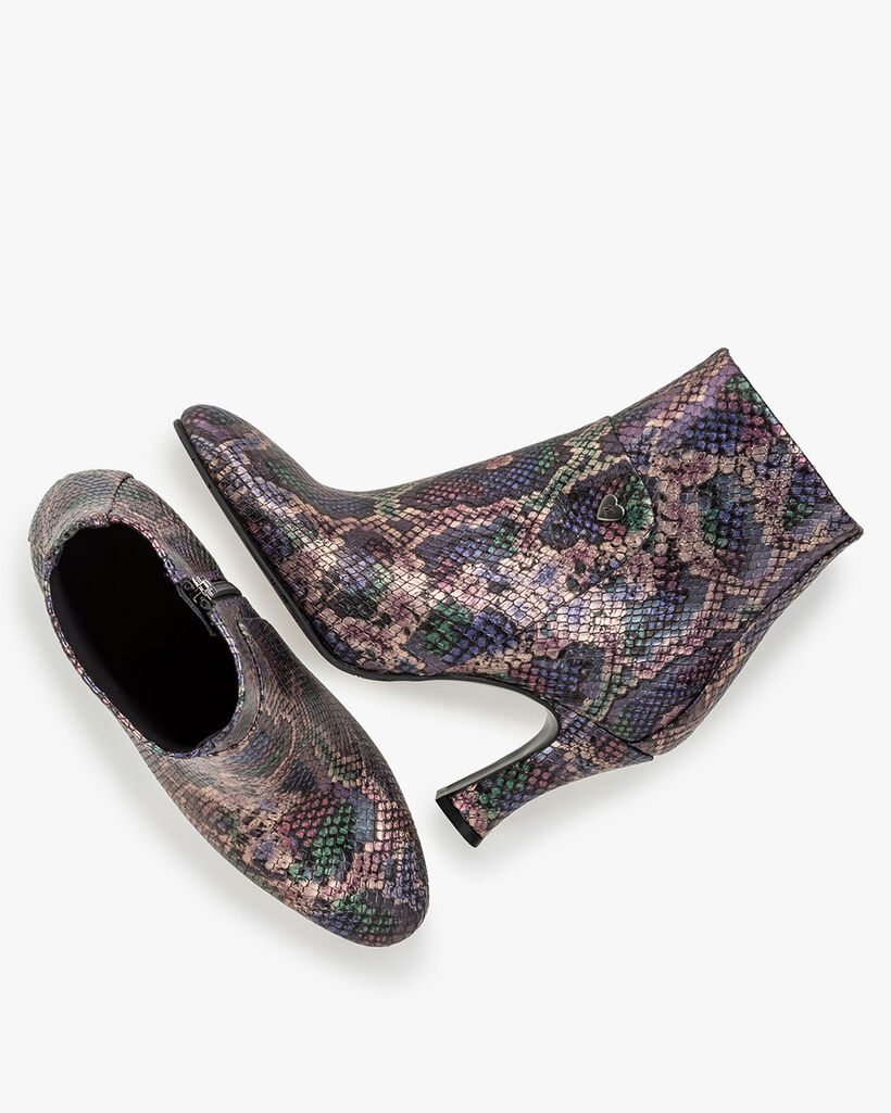 Stiefelette Metallic-Print rosa