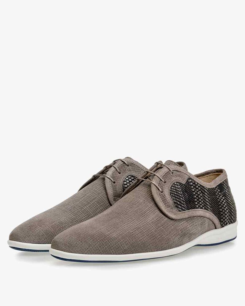 Lace shoe suede leather light grey