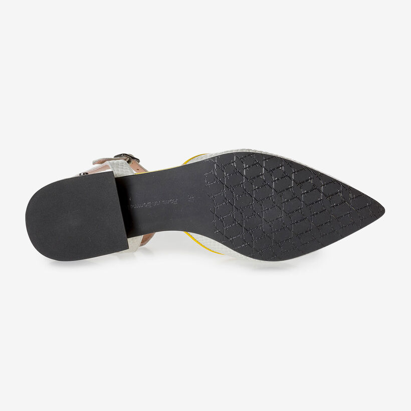 Cremeweiße Leder-Sandale mit Print