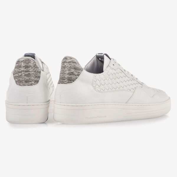 White braided calf leather sneaker