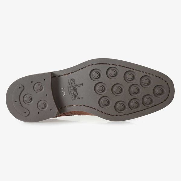 Cognac-coloured leather brogue lace shoe