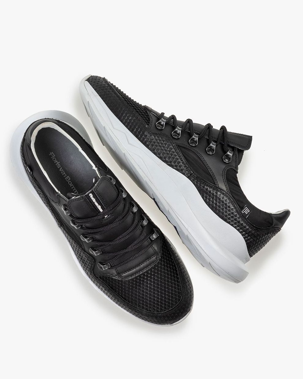 Sneaker black leather SFM-10064-10-01 | Floris van Bommel®