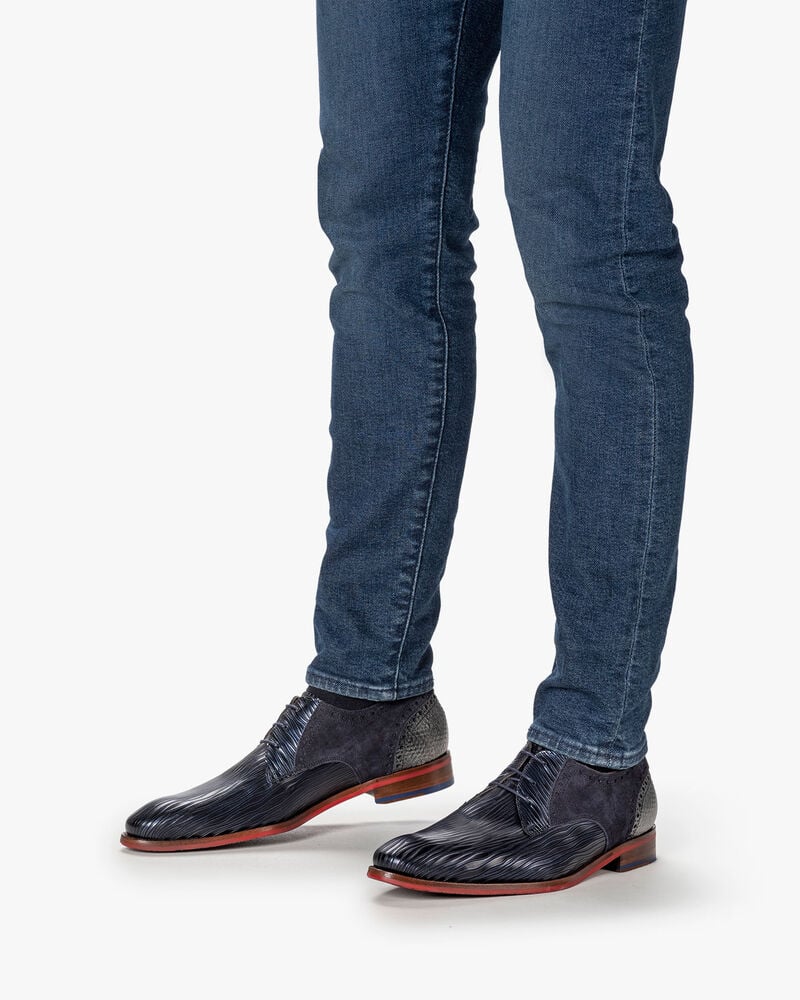 Schnürschuh Metallic-Print dunkelblau