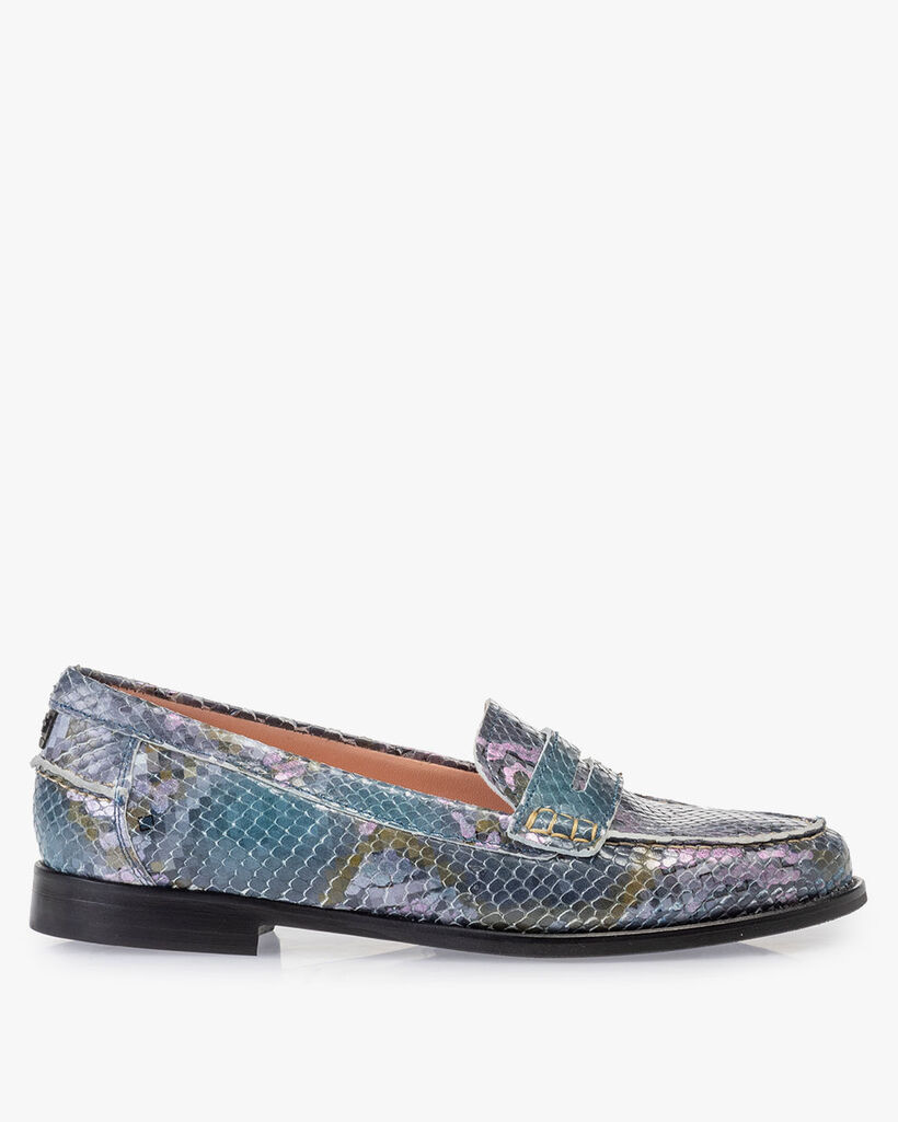 Loafer printed leather blue