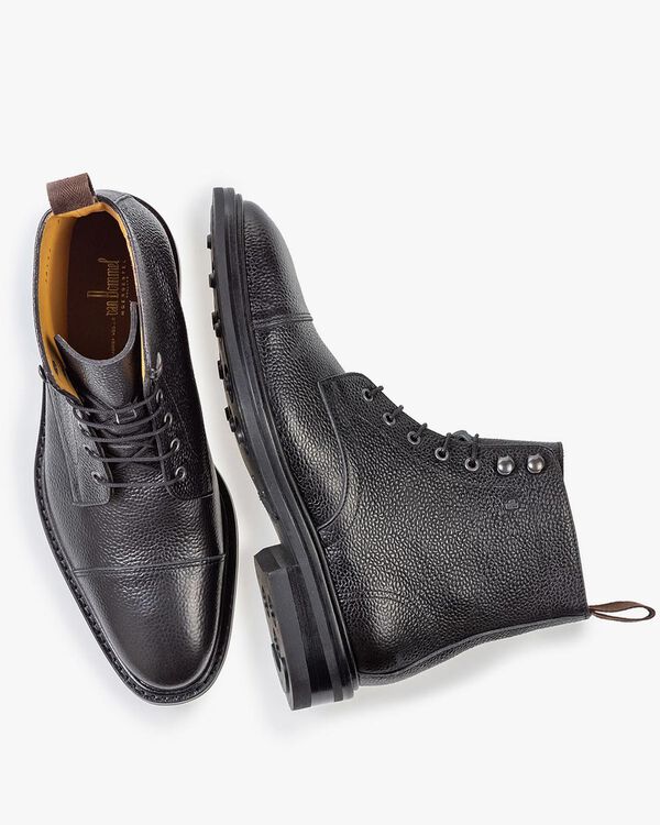 Stiefel Leder mit Print schwarz