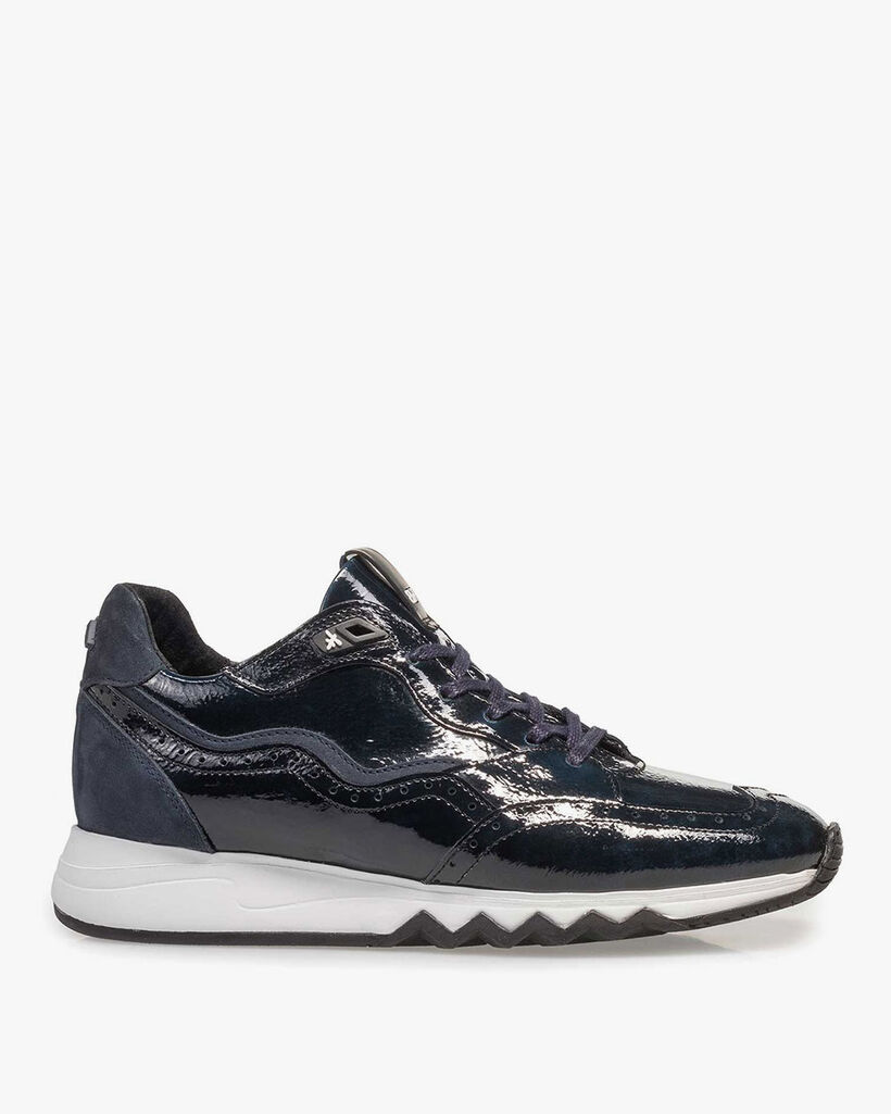 Blauer Lackleder-Sneaker