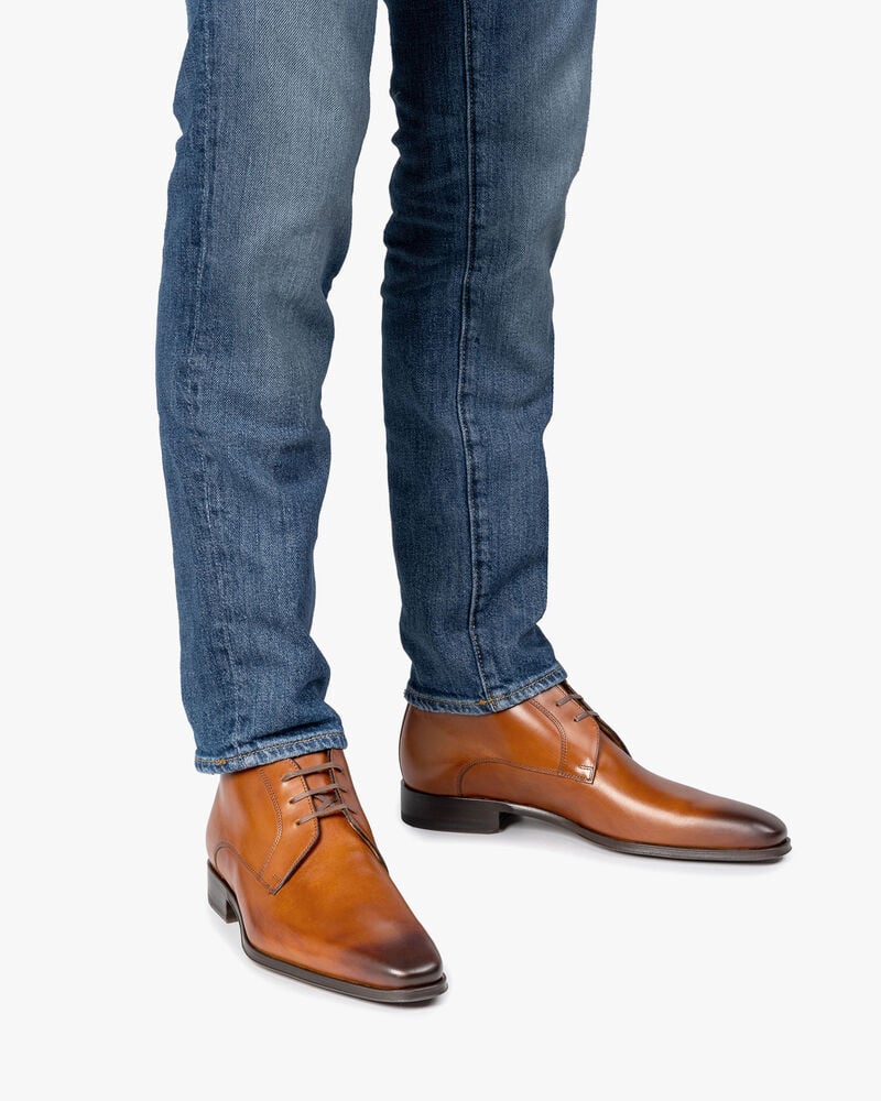 Schnürstiefel Kalbsleder cognac