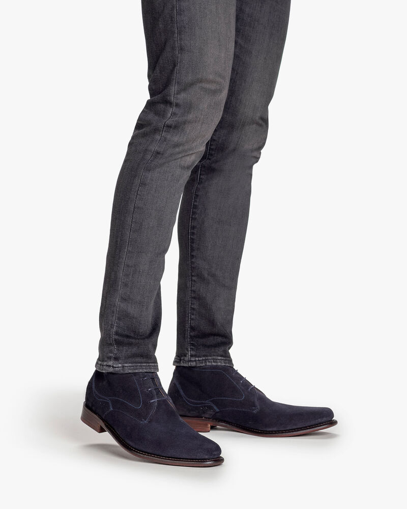 Schnürstiefel Wildleder blau