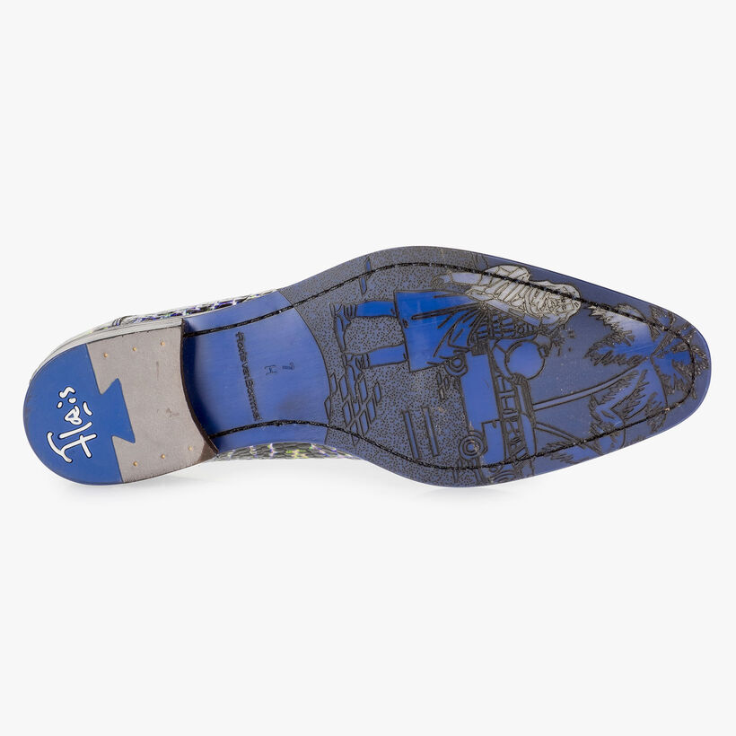 Blauer Premium Schnürschuh mit Krokoprint