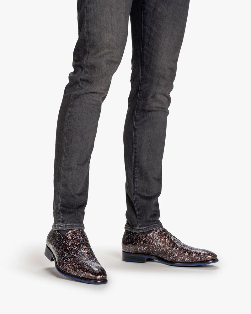 Schn&uuml;rschuh Metallic-Print bronze