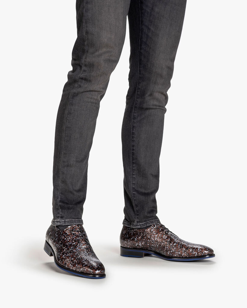 Schn&uuml;rschuh Metallic-Print bronze