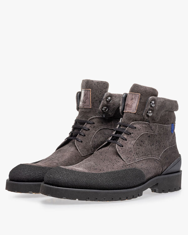 Lace boot grey suede leather