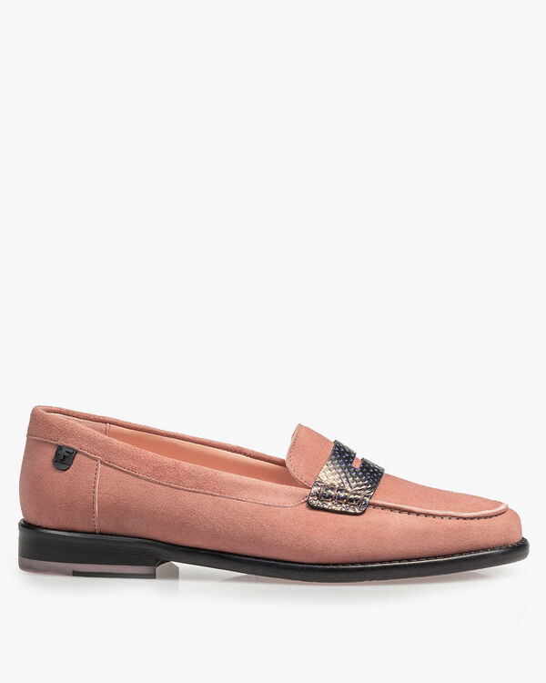 Pink suede leather loafer