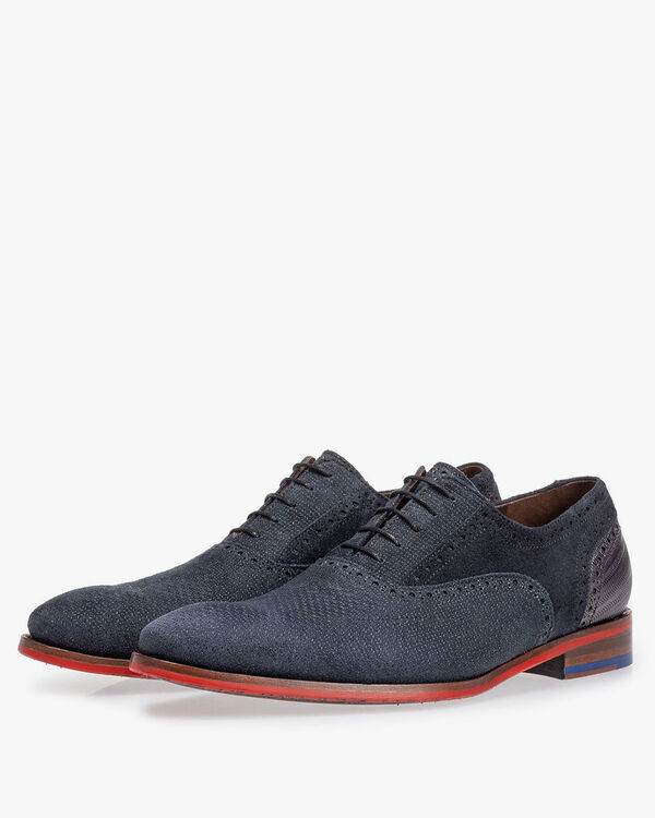 Lace shoe dark blue with print