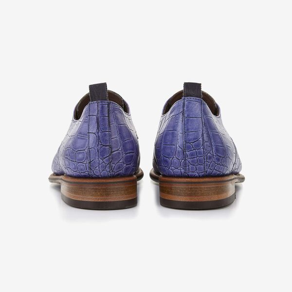 Floris van Bommel blue crocodile print men's lace-up shoe
