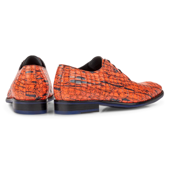 Lace shoe patent leather orange