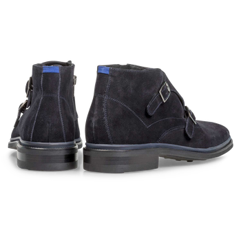 Blauer Monk-Schnallenschuh Wildleder
