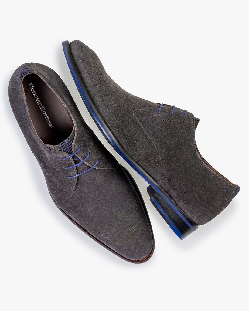 Schn&uuml;rschuh Wildleder dunkelgrau