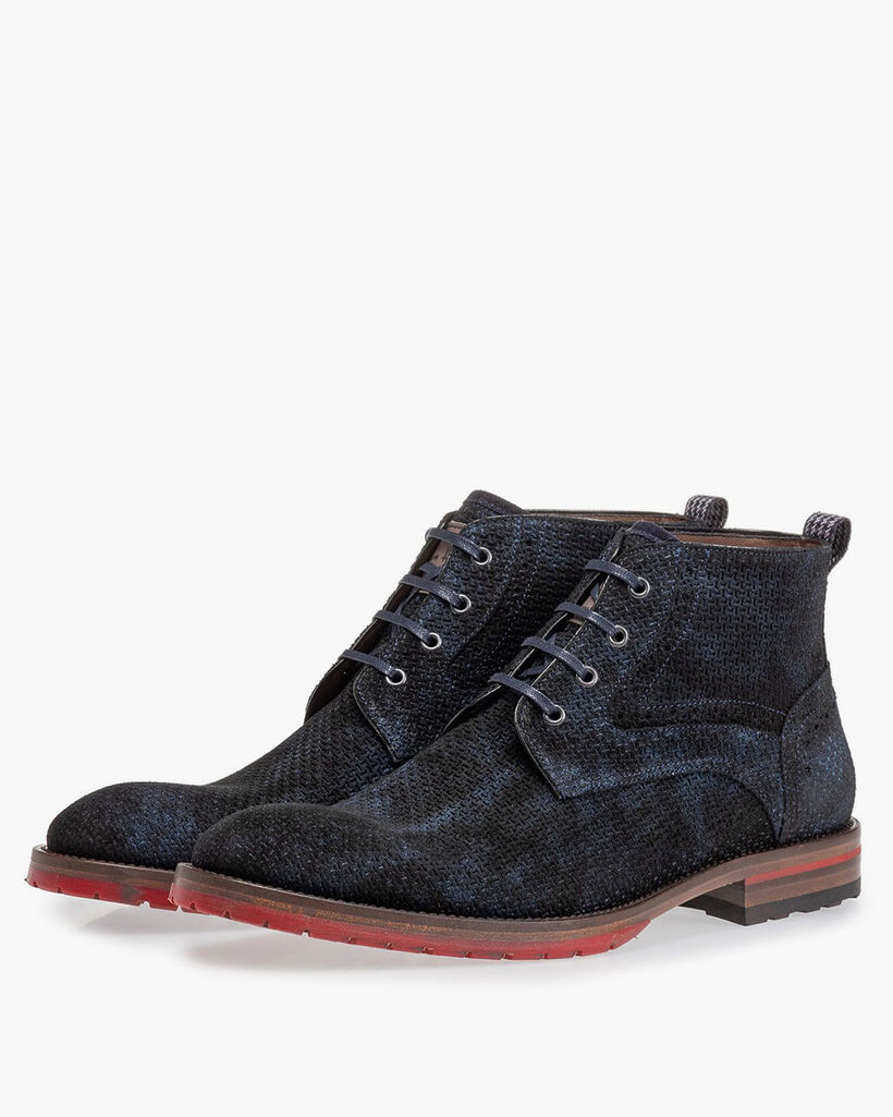 Lace boot blue with print