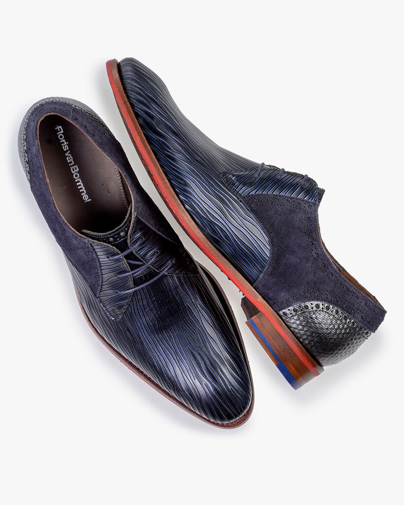 Schnürschuh Metallic-Print dunkelblau