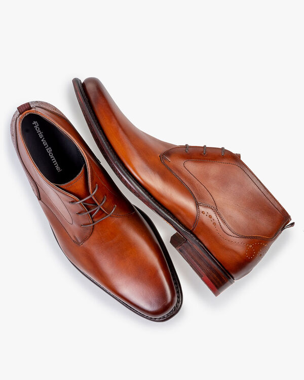 Schnürstiefel Kalbsleder cognacfarben