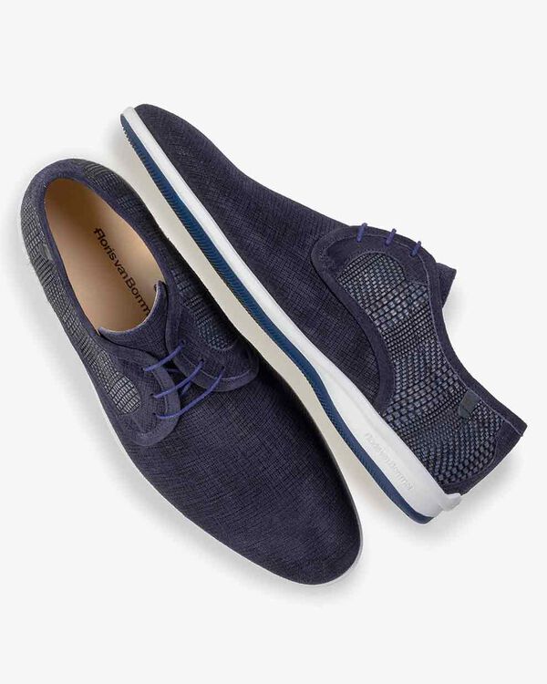 Schn&uuml;rschuh Wildleder blau