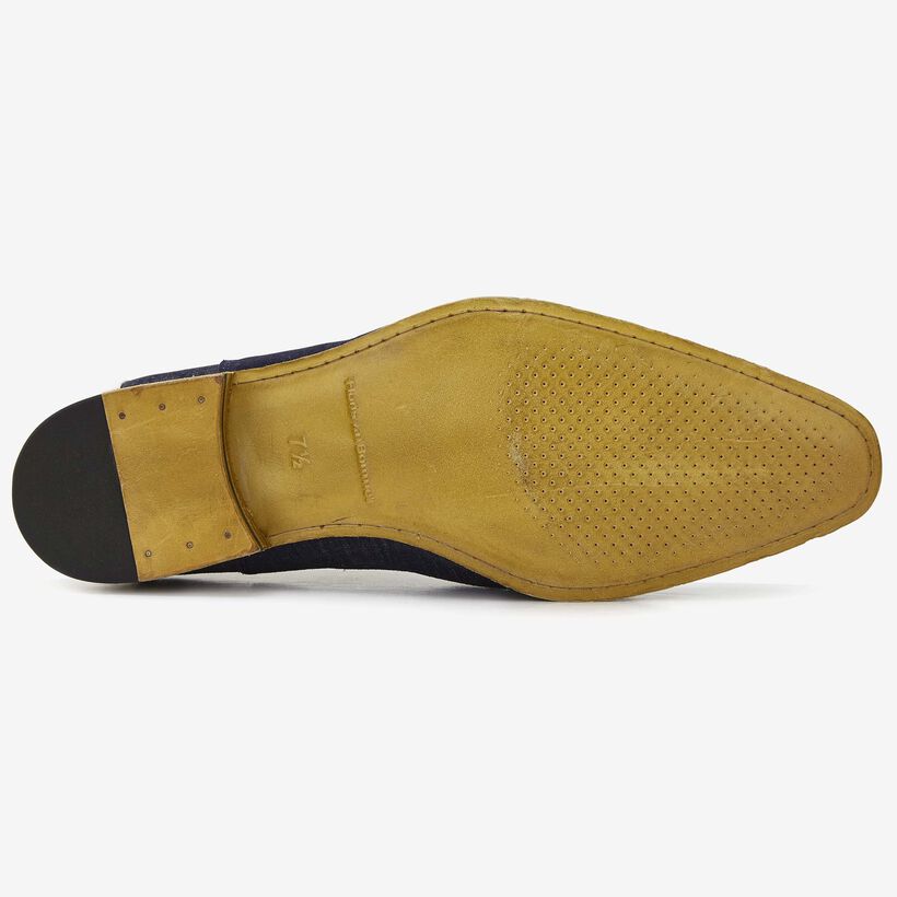 Floris van Bommel Herren-Schnürer in jeansblauem Veloursleder