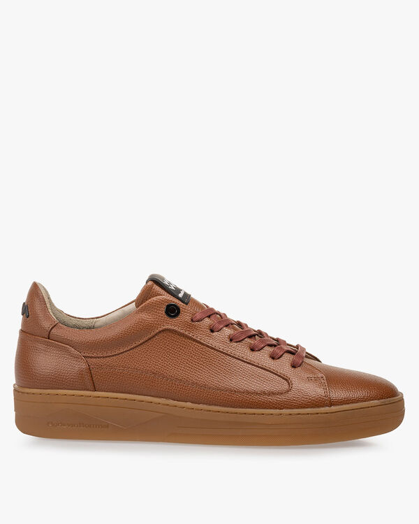 Sneaker Leder-Print cognac