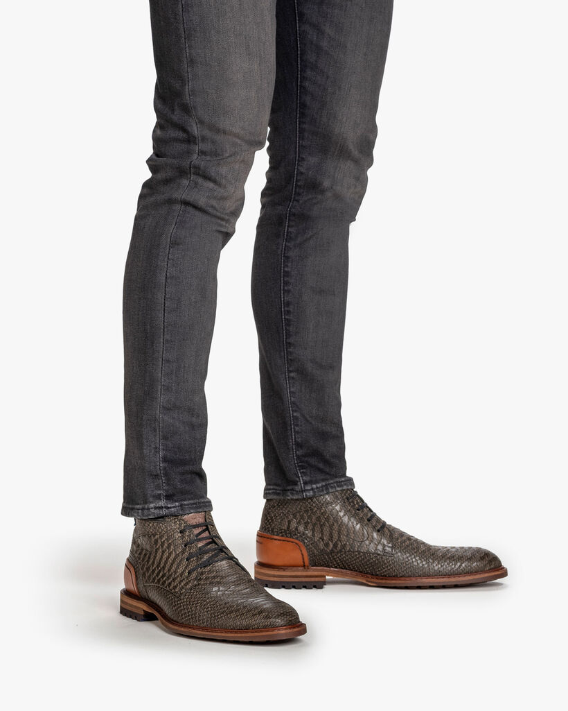 Schnürstiefel Nubukleder grün