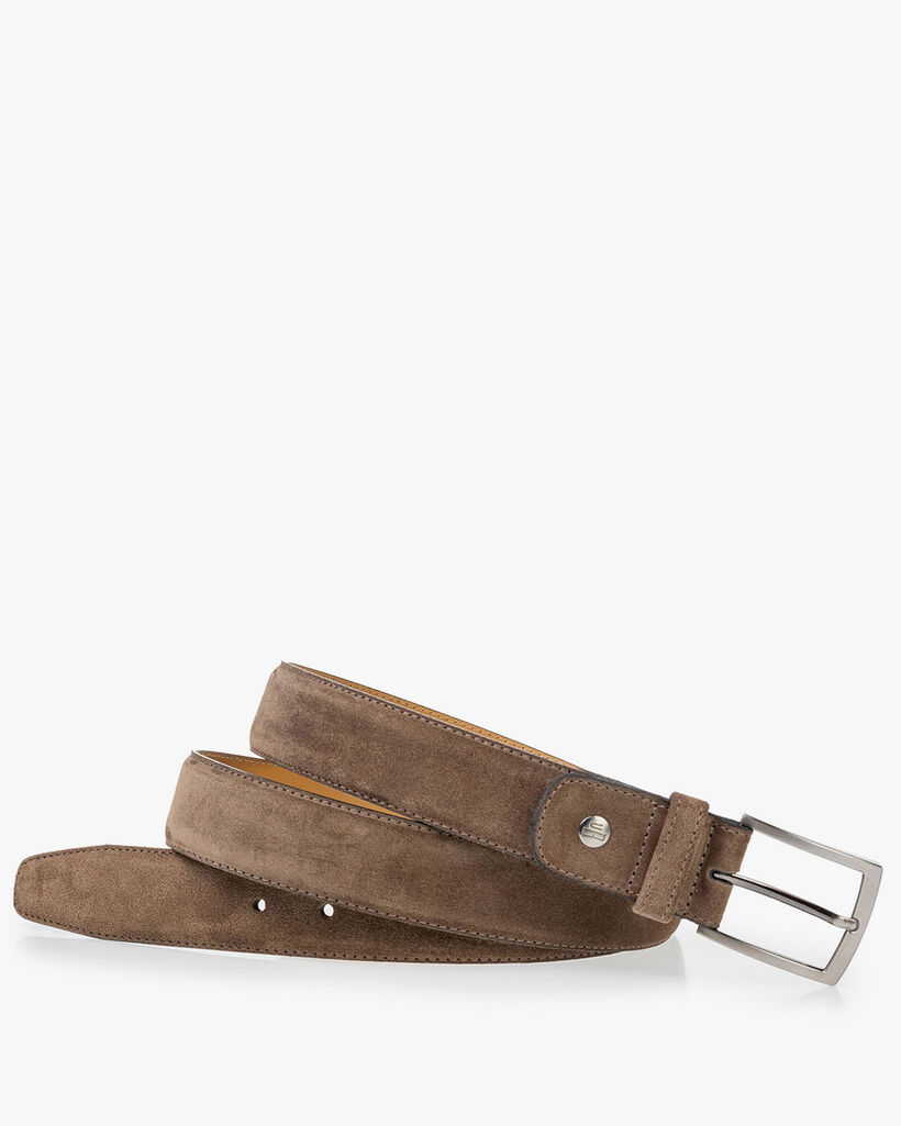 Suede leather belt taupe