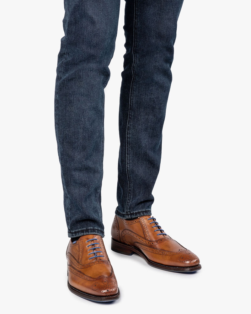 Schn&uuml;rschuh Kalbsleder cognac